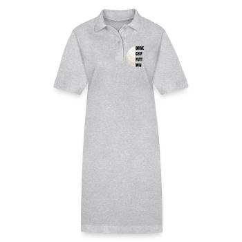 Drive Chip Putt Win - Golfslogan - Stanley/Stella Frauen Bio-Polokleid PAIGER - Grau meliert - Vorne