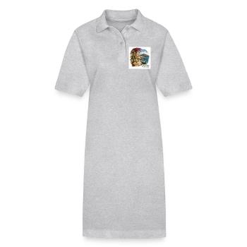 Designer Azzo -Mittelmeer -Hafenzauber- Zitronen - Stanley/Stella Frauen Bio-Polokleid PAIGER - Grau meliert - Vorne