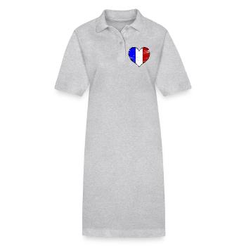 Frankreich Herzflagge used - Stanley/Stella Frauen Bio-Polokleid PAIGER - Grau meliert - Vorne