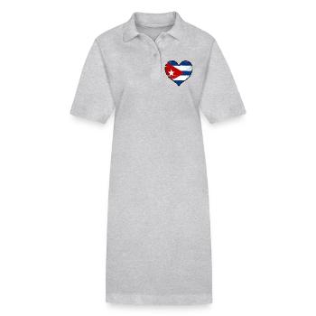 Kuba Herzflagge used - Stanley/Stella Frauen Bio-Polokleid PAIGER - Grau meliert - Vorne