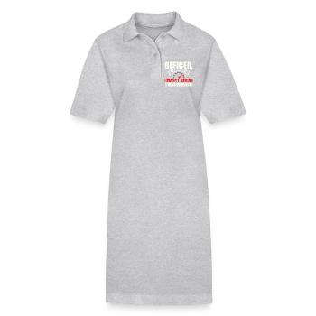 Officier, je ne courais pas, je gagnais - Robe polo bio PAIGER Stanley/Stella Femme - gris chiné - Devant