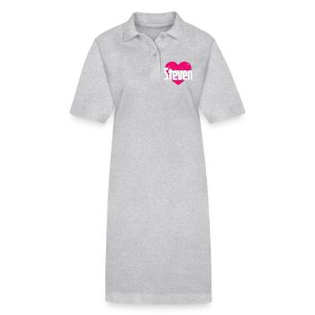 I Love Steven Pinkes Herz Ich liebe Steven - Stanley/Stella Frauen Bio-Polokleid PAIGER - Grau meliert - Vorne