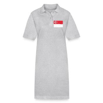 Drapeau de Singapour - Robe polo bio PAIGER Stanley/Stella Femme - gris chiné - Devant