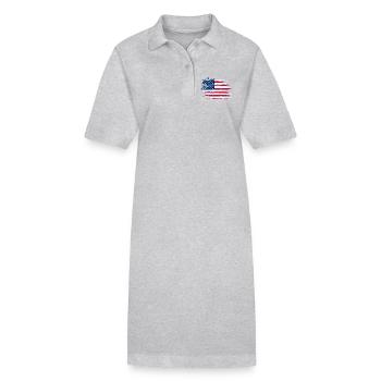 USA Flagge used - Stanley/Stella Frauen Bio-Polokleid PAIGER - Grau meliert - Vorne