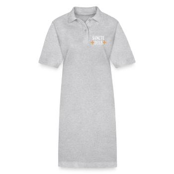 Sancte Deus Cross Religious Design - Stanley/Stella PAIGER Organic Women’s Polo Dress - heather grey - Front