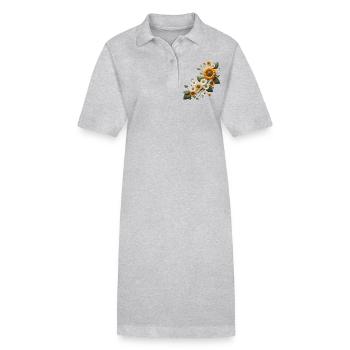 Sonnenblumenranke Margeriten Sonnenblume floral - Stanley/Stella Frauen Bio-Polokleid PAIGER - Grau meliert - Vorne