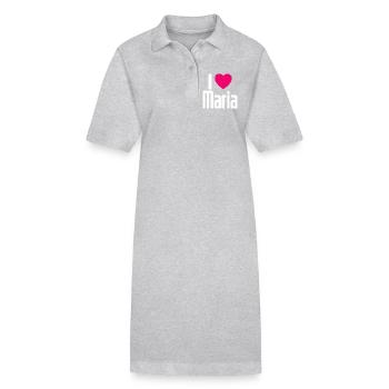 I Love Maria Pinkes Herz Ich liebe Maria - Stanley/Stella Frauen Bio-Polokleid PAIGER - Grau meliert - Vorne