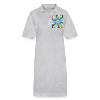 Fleur abstraite psychédélique - Robe polo bio PAIGER Stanley/Stella Femme - gris chiné - Devant
