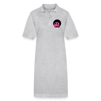 Monstre afro rose mignon | Créature rétro funky - Robe polo bio PAIGER Stanley/Stella Femme - gris chiné - Devant