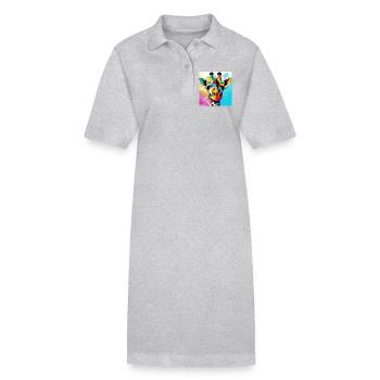 Giraffe Pop Art - Stanley/Stella Frauen Bio-Polokleid PAIGER - Grau meliert - Vorne