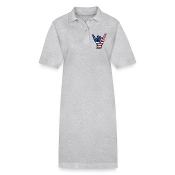 Icône de surf du drapeau des États-Unis - Robe polo bio PAIGER Stanley/Stella Femme - gris chiné - Devant