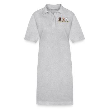 Trois labos sur une chemise – Trio de labradors retrievers - Robe polo bio PAIGER Stanley/Stella Femme - gris chiné - Devant