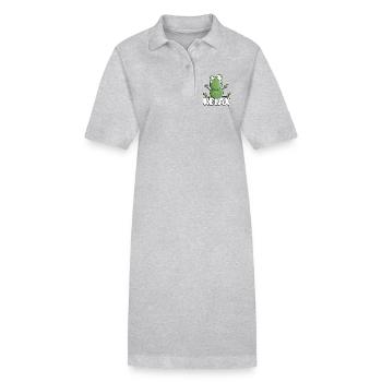 Frosch relaxt beim Yoga - Frösche - Kröte - Quak - Stanley/Stella Frauen Bio-Polokleid PAIGER - Grau meliert - Vorne