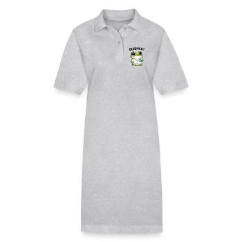 Grenouille scientifique avec des lunettes - Robe polo bio PAIGER Stanley/Stella Femme - gris chiné - Devant
