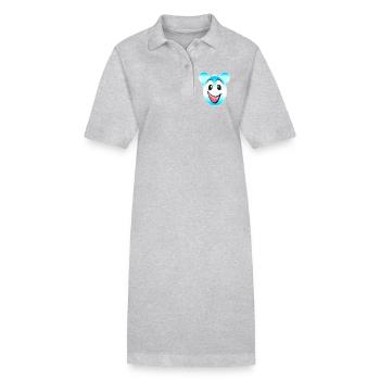 Fröhlicher Blau Weiß Bärenmaskottchen - Stanley/Stella Frauen Bio-Polokleid PAIGER - Grau meliert - Vorne