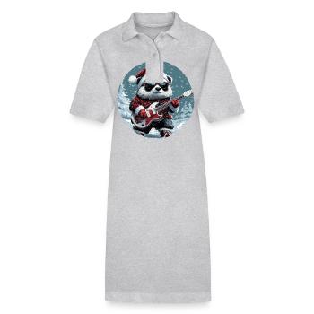 Guitare Rocker de Noël Panda - Robe polo bio PAIGER Stanley/Stella Femme - gris chiné - Devant