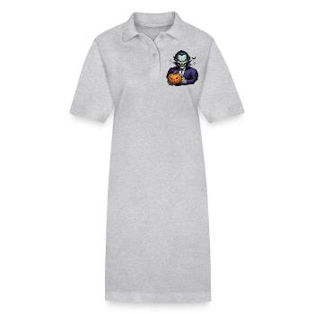 Halloween - Vampir Blutsauger Grusel mit Kürbis - Stanley/Stella Frauen Bio-Polokleid PAIGER - Grau meliert - Vorne