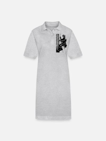 Arborist/Baumkletterer (Schwarze Silhouette) - Stanley/Stella Frauen Bio-Polokleid PAIGER - Grau meliert