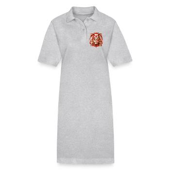 Tête de Lion Rouge - Signe du zodiaque Lion - Robe polo bio PAIGER Stanley/Stella Femme - gris chiné - Devant