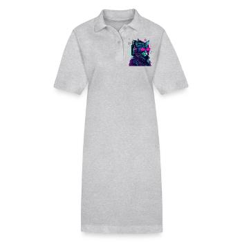 Cyberpunk Chat avec lunettes de soleil - Robe polo bio PAIGER Stanley/Stella Femme - gris chiné - Devant