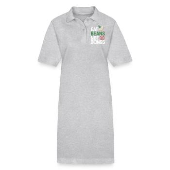 Eat Beans Not Beings Tiere Bohnen Vegetarier Vegan - Stanley/Stella Frauen Bio-Polokleid PAIGER - Grau meliert - Vorne