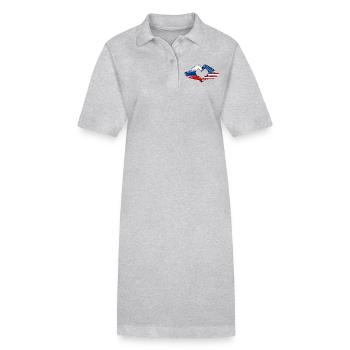 Russia USA heart shape with hands used - Stanley/Stella PAIGER Organic Women’s Polo Dress - heather grey - Front