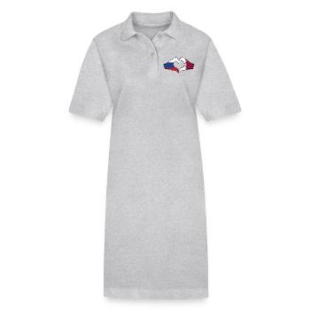 Russland Katar Flagge Hände Herzform - Stanley/Stella Frauen Bio-Polokleid PAIGER - Grau meliert - Vorne