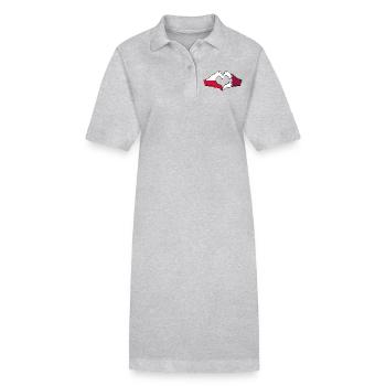 Pologne Qatar drapeau mains coeur - Robe polo bio PAIGER Stanley/Stella Femme - gris chiné - Devant