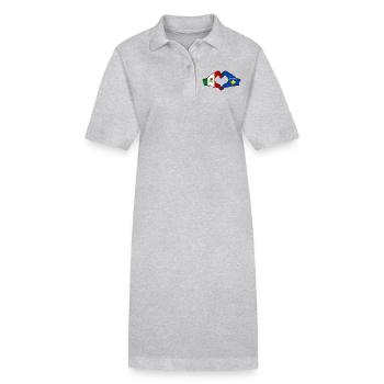 Mexiko Kosovo Flagge Hände Herzform - Stanley/Stella Frauen Bio-Polokleid PAIGER - Grau meliert - Vorne