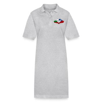 Bulgarien Taiwan Flagge Hände Herzform - Stanley/Stella Frauen Bio-Polokleid PAIGER - Grau meliert - Vorne