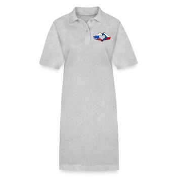 Russia Czech Republic Flag Hands Heart Shape Used - Stanley/Stella PAIGER Organic Women’s Polo Dress - heather grey - Front