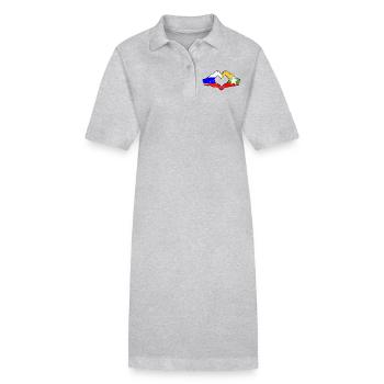 Russland Myanmar Flagge Hände Herzform used - Stanley/Stella Frauen Bio-Polokleid PAIGER - Grau meliert - Vorne