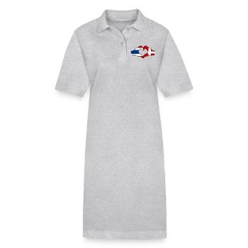 Thailand Dänemark Flagge Hände Herzform - Stanley/Stella Frauen Bio-Polokleid PAIGER - Grau meliert - Vorne