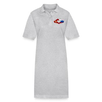 Montenegro Russland Flagge Hände Herzform - Stanley/Stella Frauen Bio-Polokleid PAIGER - Grau meliert - Vorne