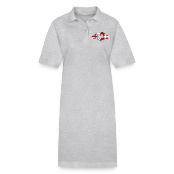 Georgien Daenemark Flagge Haende Herzform used - Stanley/Stella Frauen Bio-Polokleid PAIGER - Grau meliert - Vorne