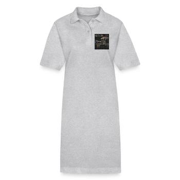 Gas Station Oracle Cat Vintage Motif LowFi Trend - Stanley/Stella PAIGER Organic Women’s Polo Dress - heather grey - Front