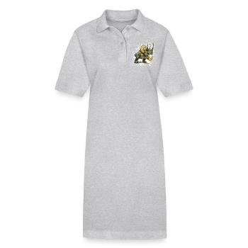 Dinosaur triceratops beer - Stanley/Stella PAIGER Organic Women’s Polo Dress - heather grey - Front