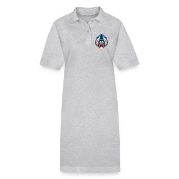 Bunter,geometrischer Mandrill Affe-Polygonen Motiv - Stanley/Stella Frauen Bio-Polokleid PAIGER - Grau meliert - Vorne