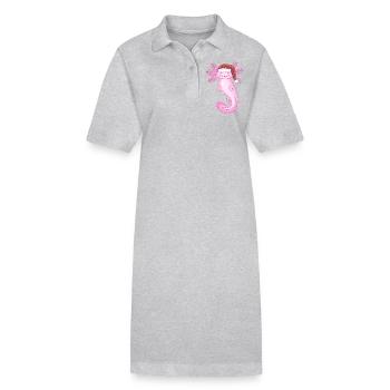Süßer Weihnachts-Axolotl - Stanley/Stella Frauen Bio-Polokleid PAIGER - Grau meliert - Vorne