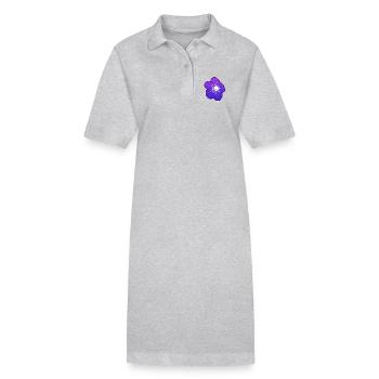 Violette Blütenillustration mit leuchtender Mitte - Stanley/Stella Frauen Bio-Polokleid PAIGER - Grau meliert - Vorne