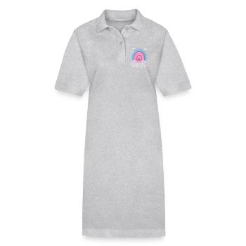 Gnome One combat seul le cancer du sein rose - Robe polo bio PAIGER Stanley/Stella Femme - gris chiné - Devant