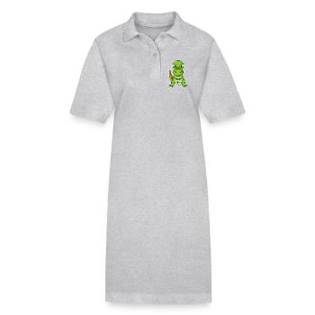Dino Gamer Gaming Zocken Zocker - Stanley/Stella Frauen Bio-Polokleid PAIGER - Grau meliert - Vorne