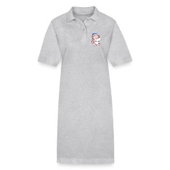 Axolotl avec oreiller et bonnet endormi - Robe polo bio PAIGER Stanley/Stella Femme - gris chiné - Devant