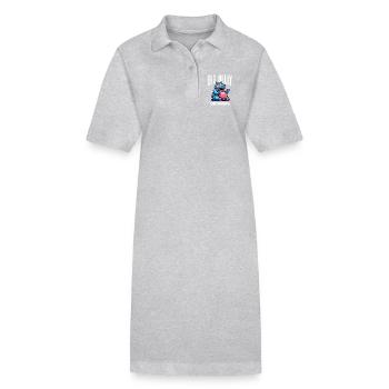 Großer Bauch Brigade Hippo Nilpferd Flusspferd - Stanley/Stella Frauen Bio-Polokleid PAIGER - Grau meliert - Vorne