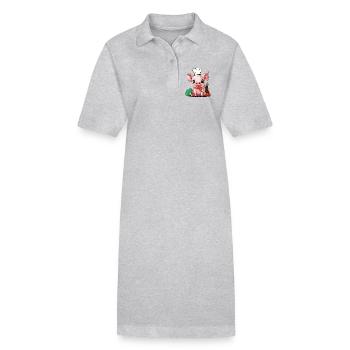 Cochon Légume Cuisinier Cuisinier Cuisinier Porcelet - Robe polo bio PAIGER Stanley/Stella Femme - gris chiné - Devant