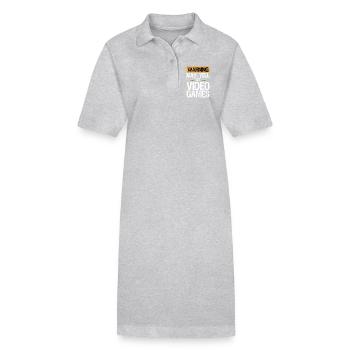 Warning May Yell at Play Video Games Gamer Gaming - Stanley/Stella PAIGER Organic Women’s Polo Dress - heather grey - Front