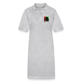 Frieden Liebe Reggae Rastafari Gitarre - Stanley/Stella Frauen Bio-Polokleid PAIGER - Grau meliert - Vorne