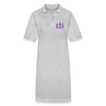 Fibromyalgia Awareness Gnome Fibro Ribbon - Stanley/Stella PAIGER Organic Women’s Polo Dress - heather grey - Front
