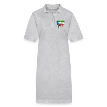 Equatorial Guinea Flagge in Tropfenkunst - Stanley/Stella Frauen Bio-Polokleid PAIGER - Grau meliert - Vorne