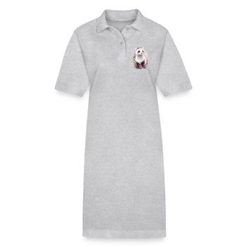 Putois nain - Robe polo bio PAIGER Stanley/Stella Femme - gris chiné - Devant